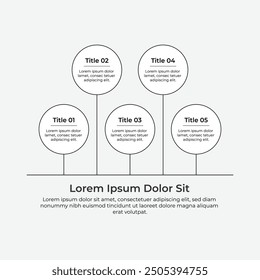 Simple Plantilla infográfica mínima en blanco y negro con círculo. Vector Elementos de infografía en blanco y negro para sus documentos.