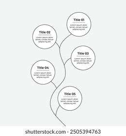 Simple Plantilla infográfica mínima en blanco y negro con círculo. Vector Elementos de infografía en blanco y negro para sus documentos.