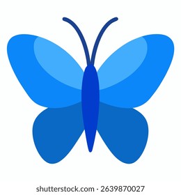 A simple, minimal blue butterfly icon. Suitable for use as a logo, app icon, or design element. Clean and modern style.