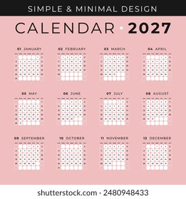 Calendario simple y mínimo 2027
