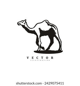 Simple minimal camel vector art illustration