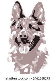 Simple and minimal color German Shepherd dog illustration, isolated style on white background