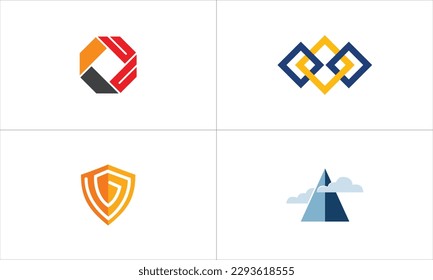 Simple, minimal, and colorful logo design, including complex shapes and color 