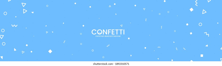 Simple minimal confetti. White shape on blue winter background. Vector absctract background