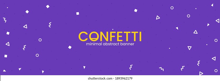 Simple minimal confetti. White shape on violet background. Vector absctract background