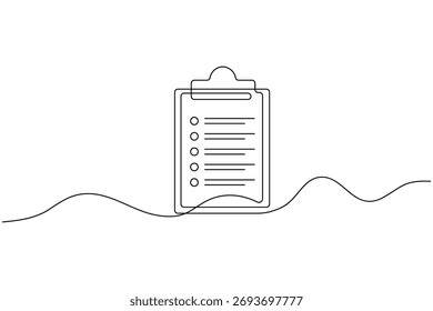 Linha contínua mínima simples da área de transferência com lista de verificação marcada