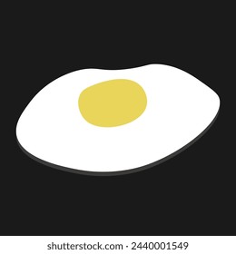 Simple minimal cooked egg omelette icon food illustration vector design element isolated on a black background. Vector illustration. Eps file 237.