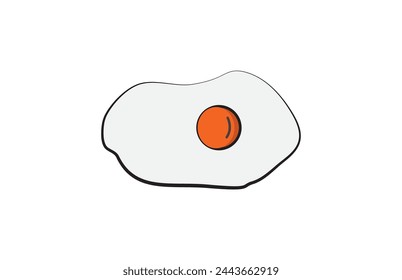 Simple minimal cooked egg omelette icon food illustration vector design element isolated on a white background. Fried egg breakfast cartoon icon isolated.Flat omelet meal yolk logo shape symbol design