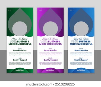 Simple minimal corporate rollup banner template, X banner, x stand, pull up, pop up banner for marketing and advertising.5 color set of gradient layout. 2023 and 2024 Trending and modern design.