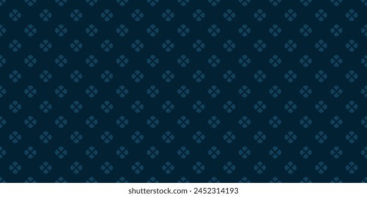 Simple minimal dark blue floral pattern. Vector minimalist seamless texture with small flower shapes, leaves, petals. Abstract delicate geometric background. Subtle repeated decorative geo design