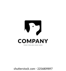 einfaches Logo für die Pflege von Hunden. Hundekopf mit Liebesvektor