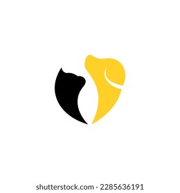 simple minimal dog care logo design. Dog head with love vector