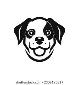 simple minimal dog care logo design. Cheerful puppy. Cute dog logo. Dog head with love vector. The dog is the best friend.