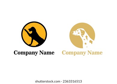 simple minimal dog care logo design. Dog head with love vector