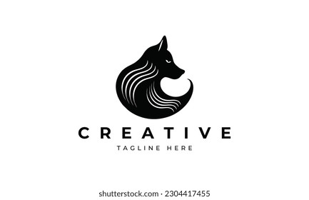 Simple minimal dog logo design. Silhouette dog head logo vector.