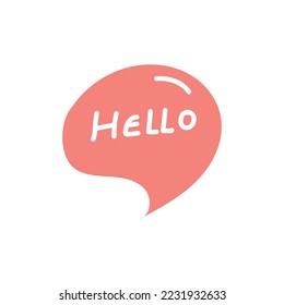 Simple minimal doodle speech bubble with hello text. Vector graphic element