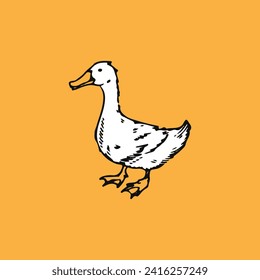 Simple minimal duck vector illustration isolated on yellow background