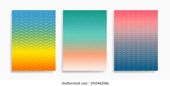 simple minimal dynamic gradient bright curve wavy lines stripes abstract pattern for background, texture, cover, banner, label, template, layout etc. sweet beautiful summer color theme. vector design.