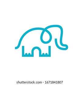 Ilustración del logo de diseño de elefantes simple y mínimo. Icono de línea vectorial moderna.