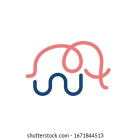 Simple and minimal elephant design logo illustration. Modern template vector line icon.
