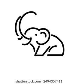 Simple and minimal elephant line art logo illustration. Modern vector line icon isolated on white background. 