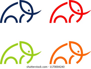 Simple and minimal elephant logo illustration. Modern vector line icon