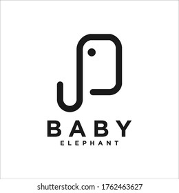 Simple and minimal elephant logo illustration. Modern vector line icon.
