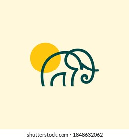Simple and minimal elephant logo illustration. Modern vector line icon.S