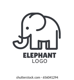 Simple and minimal elephant logo illustration. Modern vector line icon.