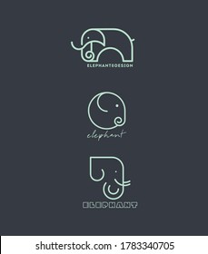 Simple And Minimal Elephant Logo Set.