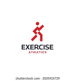 Simple Minimal Exercise Workout Running Logo Design Template. Suitable for Sports Event Fitness Gym Athlete Apparel Trainer Shop Business Company Brand App Logo Design.
