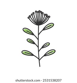 Simple arte de línea de Vector floral mínimo, Ilustración vectorial floral en estilo dibujado a mano