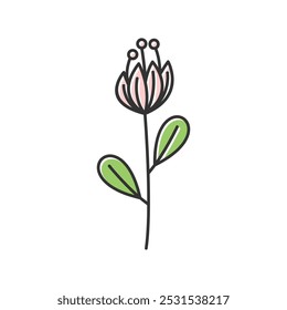 Simple arte de línea de Vector floral mínimo, Ilustración vectorial floral en estilo dibujado a mano