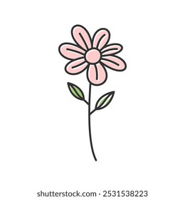 Simple arte de línea de Vector floral mínimo, Ilustración vectorial floral en estilo dibujado a mano