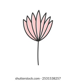 Arte de linha de vetor floral mínima simples, ilustração de vetor floral em estilo desenhado à mão