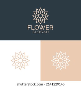 Simple minimal flower logo concept design vector
