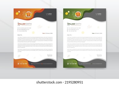 Simple and minimal food letterhead design template, elegant food and restaurant A4 size letterhead