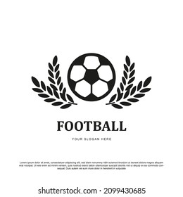 Simple minimal football logo design. Ball with two wheat vector