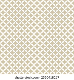 Patrón sin fisuras abstracto simple de oro mínimo y blanco. Textura geométrica de Vector con Elementos repetidos, Formas de rombo curvadas, rejilla. Fondo minimalista dorado. Diseño geo para la decoración, impresión, tela