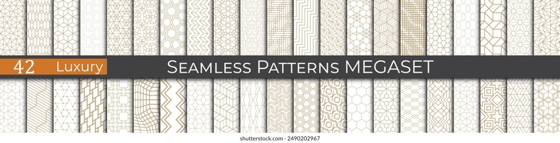Simple minimal golden pattern collection. Hipster monochrome graphic backdrop. Abstract fabric pattern.