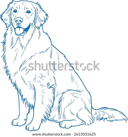 Simple Minimal Golden Retriever Vector: Line Art Dog Icon