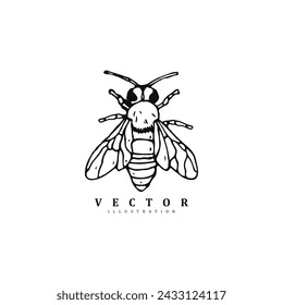 Simple minimal hand drawn bee vector art illustration