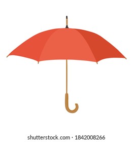 Simple minimal hand drawn cartoon style rain red open umbrella icon illustration vector design element isolated on a white background