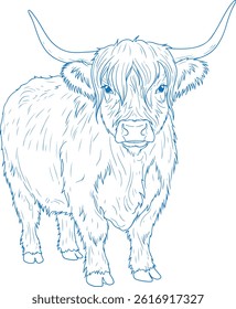 Simple Minimal Hand Drawn Highland Cow