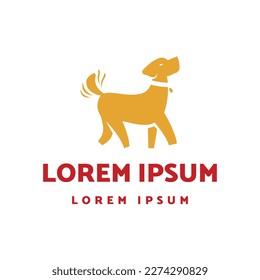 simple minimal happy pet dog logo and icon design