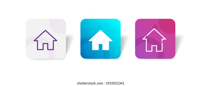 einfaches, minimales Home-Pixel perfekte Icon-Paket in Linie, solide, glypische, 3D-Farbverlauf-Stil