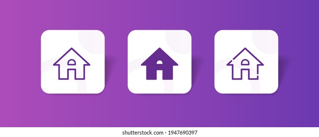 simple minimal home house pixel perfect icon set bundle in line, solid, glyph, 3d gradient style