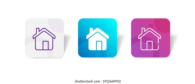 einfaches, minimales Home-Pixel perfekte Icon-Paket in Linie, solide, glypische, 3D-Farbverlauf-Stil