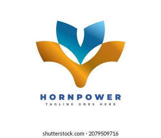 Simple and minimal horn power logo. Creative and elegant design. Logo can be mostly suitable for many businesses, corporate sectors and branding uniqueness.