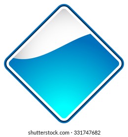 Simple, minimal icon with waving blue form in a square